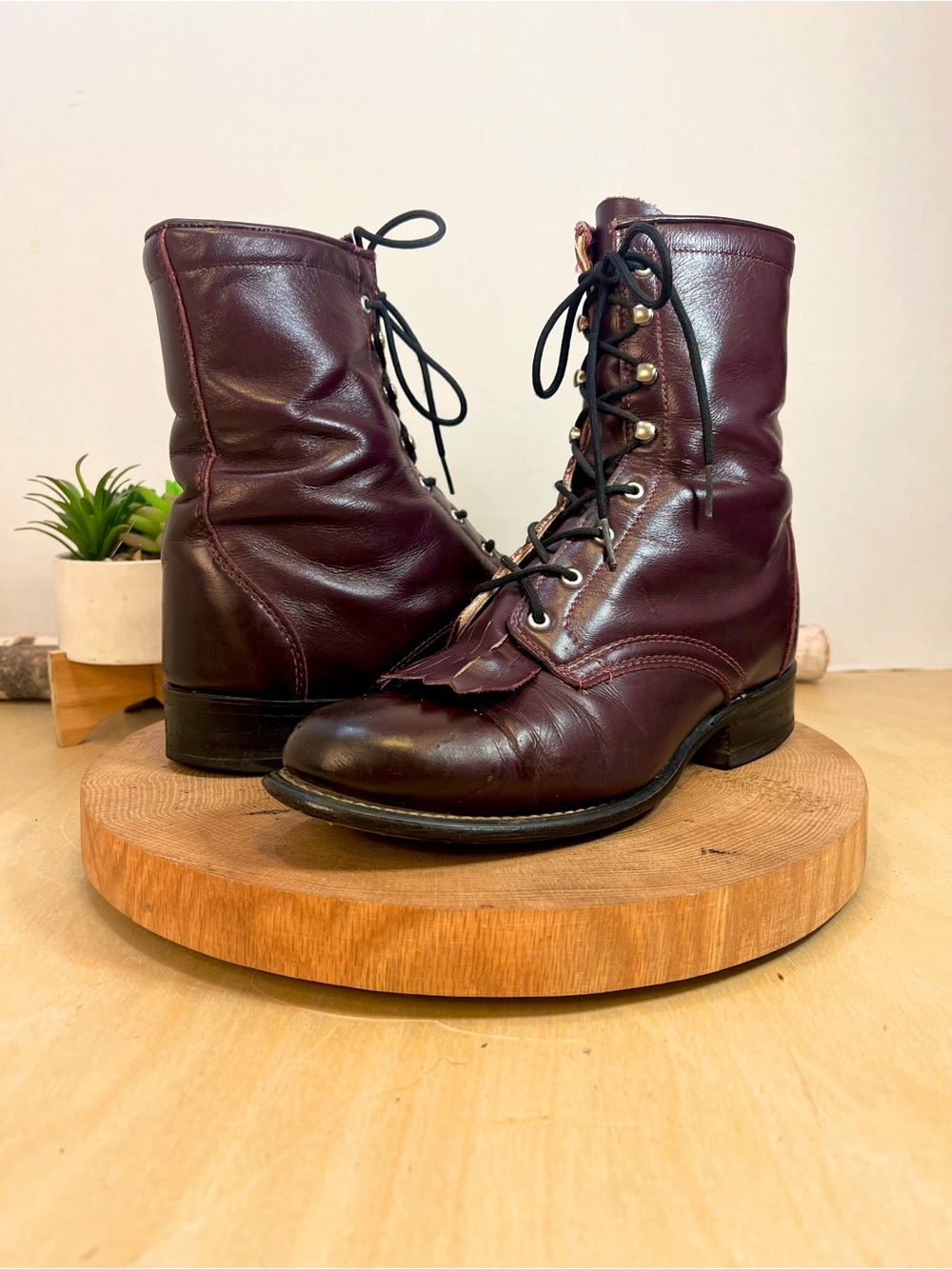 Vintage Laredo Kiltie Boots - Burgundy Red - Size 7M - Made in USA